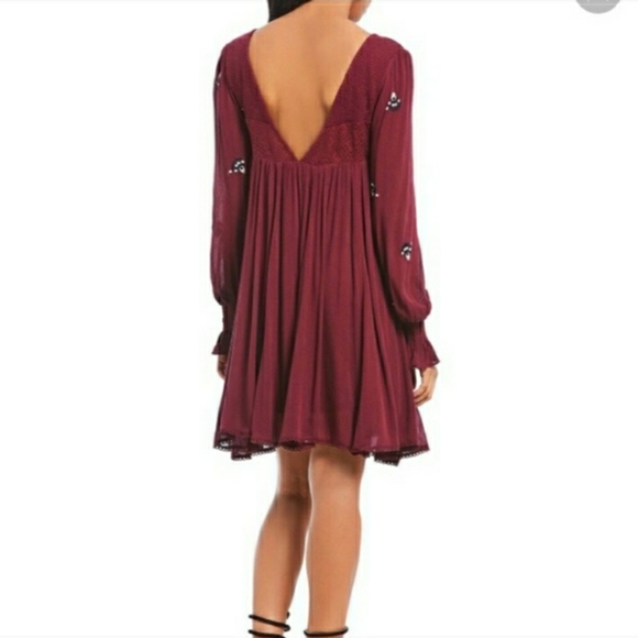 NWT Free People Moya Embroidered Mini Dress Frare Cuffed Sleeves. - Picture 4 of 8